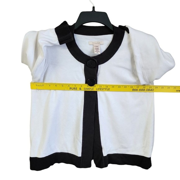 COVINGTON Women's 3/4 Sleeve 2 Button Front Cardigan Sweater Size M White Black - Picture 4 of 6